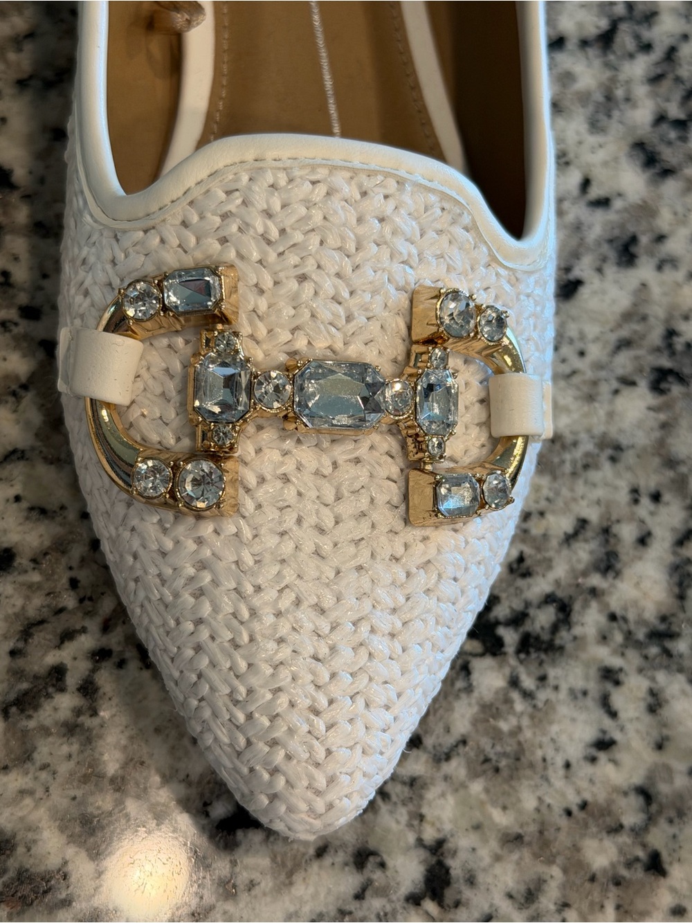 Report White Pointed-Toe Crystal-Embellished Flats - Picture 4 of 6